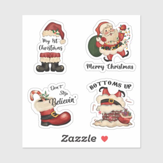 Retro Santa Sticker Set (Vel)