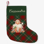 Retro Santa Tartan met naam Kleine Kerstsok (Voorkant)