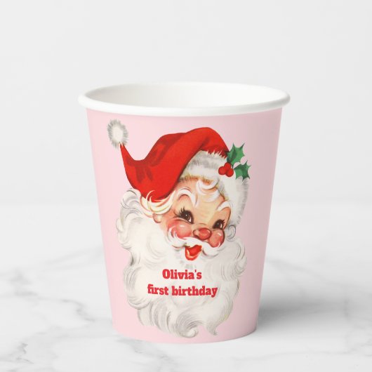 Retro Santa verjaardag Papieren Bekers (Voorkant)
