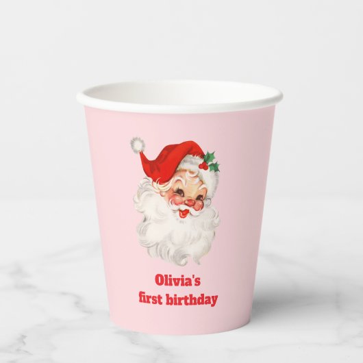 Retro Santa verjaardag Papieren Bekers (Voorkant)