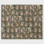 Retro Santa & Victorian Christmas Collage Cadeaupapier (Vlak)