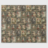 Retro Santa & Victorian Christmas Collage Cadeaupapier (Vlak)