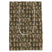 Retro Santa & Victorian Christmas Collage Medium Cadeauzakje (Achterkant)