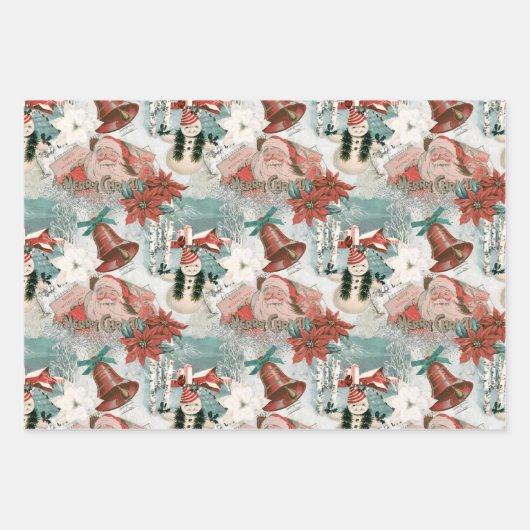 Retro Santa Vignette Inpakpapier Vel (Voorkant 2)