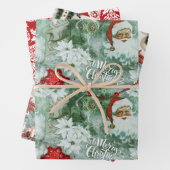 Retro Santa Vignette Inpakpapier Vel (In situ)