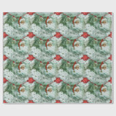 Retro Santa Vignette Wrapping Paper Cadeaupapier (Vlak)