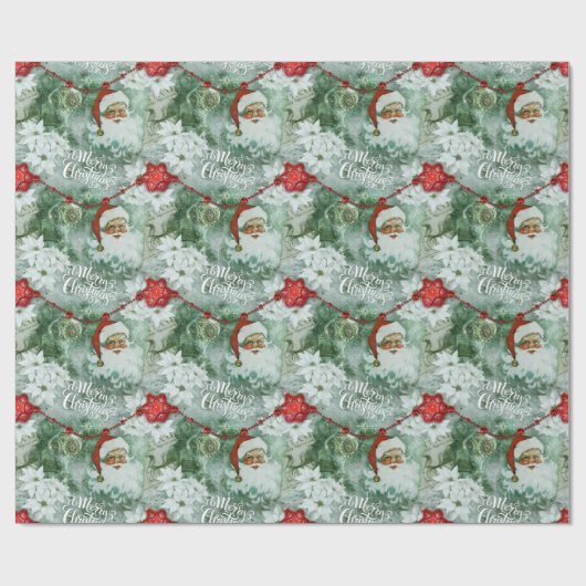 Retro Santa Vignette Wrapping Paper Cadeaupapier (Vlak)