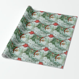 Retro  Santa Vignette Wrapping Paper Cadeaupapier