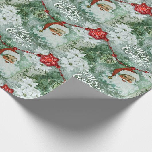 Retro  Santa Vignette Wrapping Paper Cadeaupapier (Hoek)