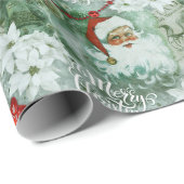 Retro Santa Vignette Wrapping Paper Cadeaupapier (Rol Hoek)