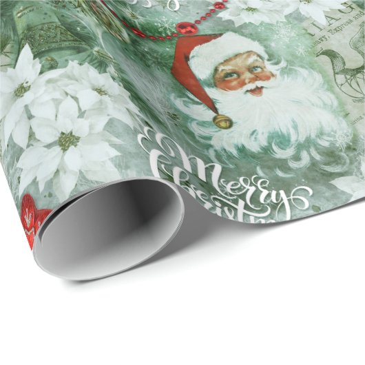 Retro  Santa Vignette Wrapping Paper Cadeaupapier (Rol Hoek)