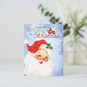 Retro Santa Vrolijk Kerstfeest Briefkaart (Staand voorkant)
