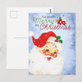 Retro Santa Vrolijk Kerstfeest Briefkaart (Voorkant / Achterkant)