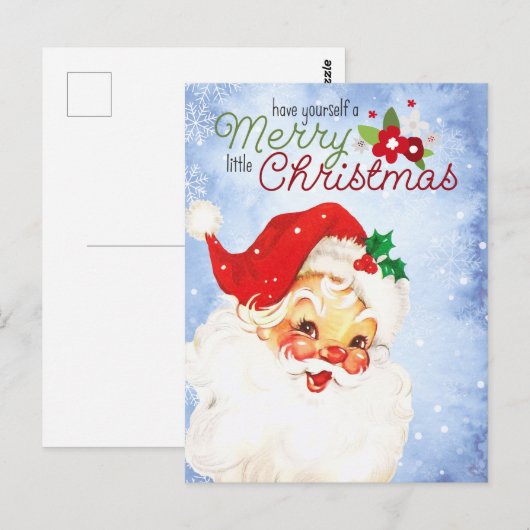  Retro Santa Vrolijk Kerstfeest Briefkaart (Voorkant / Achterkant)