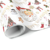 Retro Santa White en Red Alles Kerstmis Cadeaupapier (Rol Hoek)