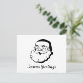 Retro Santa White Feestdagenkaart (Staand voorkant)