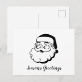 Retro Santa White Feestdagenkaart (Voorkant / Achterkant)