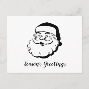 Retro Santa White Feestdagenkaart