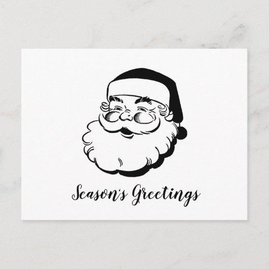 Retro Santa White Feestdagenkaart (Voorkant)