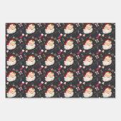 Retro Santa White Green en Black Holiday Greeting Inpakpapier Vel (Voorkant 3)