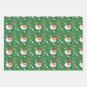 Retro Santa White Green en Black Holiday Greeting Inpakpapier Vel (Voorkant 2)