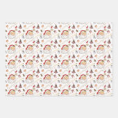 Retro Santa White Green en Black Holiday Greeting Inpakpapier Vel (Voorkant)