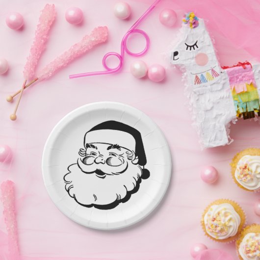Retro Santa White Papieren Bordje (Feest)