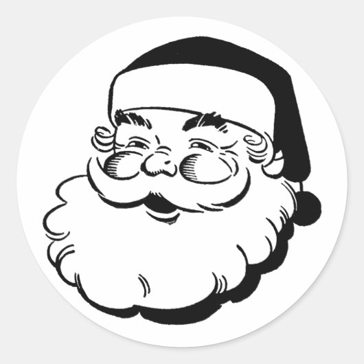 Retro Santa White Ronde Sticker (Voorkant)