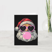 Retro Santa With Heart Gles Bubblegum Christmas Gi Kaart (Voorkant)