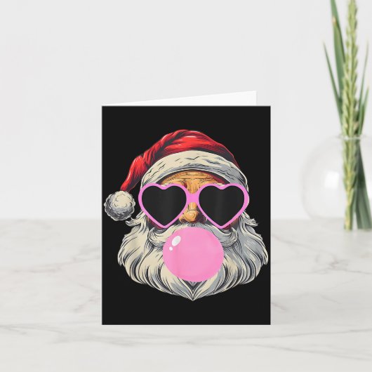 Retro Santa With Heart Gles Bubblegum Christmas Gi Kaart (Voorkant)