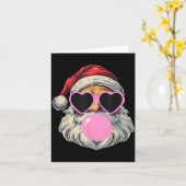 Retro Santa With Heart Gles Bubblegum Christmas Gi Kaart (Gele Bloem)