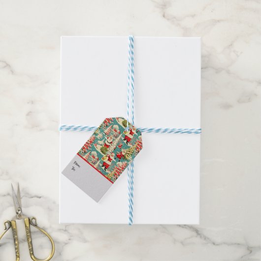 Retro Santa Wonderland 2 Cadeaulabel (Met Touw)