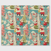 Retro Santa Wonderland 2 Cadeaupapier (Vlak)