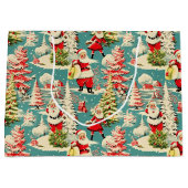 Retro Santa Wonderland 2 Groot Cadeauzakje (Voorkant)