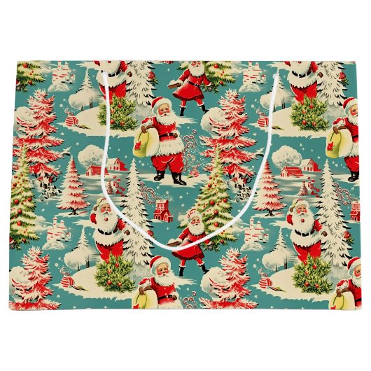 Retro Santa Wonderland 2 Groot Cadeauzakje (Voorkant)