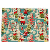 Retro Santa Wonderland 2 Groot Cadeauzakje (Achterkant)