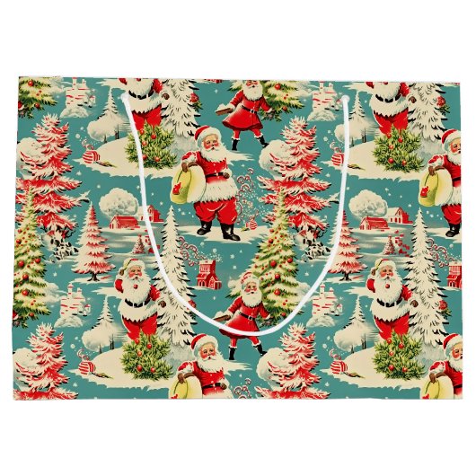 Retro Santa Wonderland 2 Groot Cadeauzakje (Achterkant)