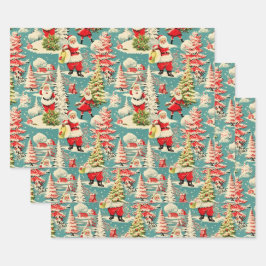 Retro Santa Wonderland 2 Inpakpapier Vel
