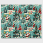 Retro Santa Wonderland Cadeaupapier (Vlak)