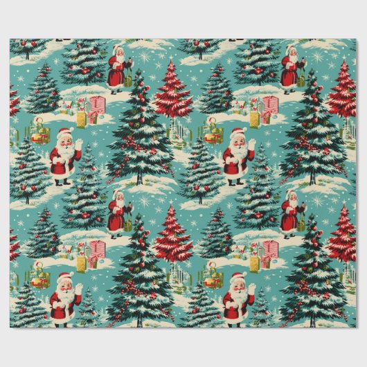 Retro Santa Wonderland Cadeaupapier (Vlak)