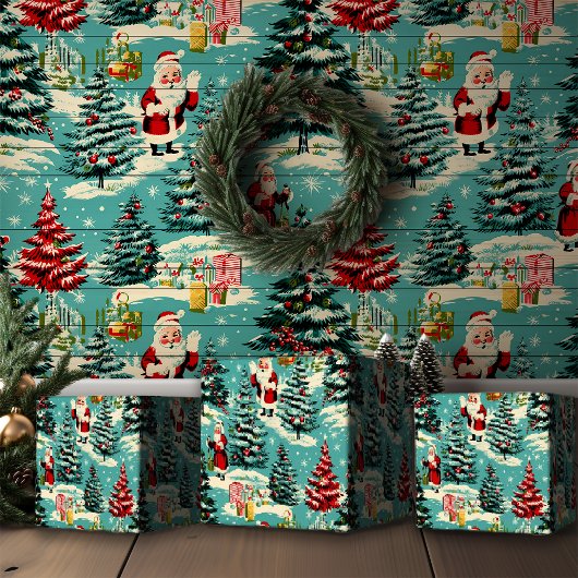 Retro Santa Wonderland Cadeaupapier