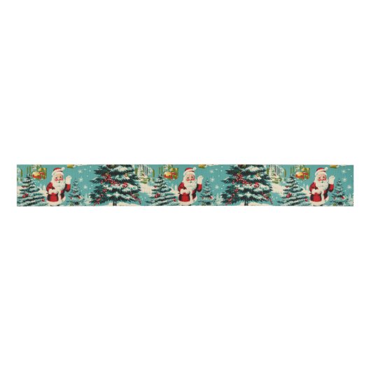 Retro Santa Wonderland Grosgrain Lint (Voorkant)