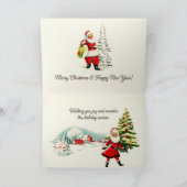 Retro Santa Wonderland Holiday Card Aankondiging (Binnen)