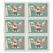Retro Santa Wonderland Holiday Card Sticker (Voorkant)