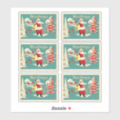 Retro Santa Wonderland Holiday Card Sticker (Vel)