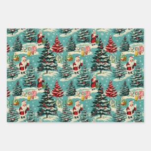Retro Santa Wonderland Inpakpapier Vel