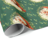 Retro Santa Wrapping Paper Cadeaupapier (Rol Hoek)