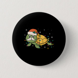 Retro Santa Zee Schildpad Kerstverlichting Oceaan Ronde Button 5,7 Cm