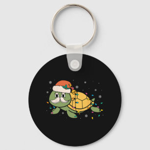 Retro Santa Zee Schildpad Kerstverlichting Oceaan Sleutelhanger