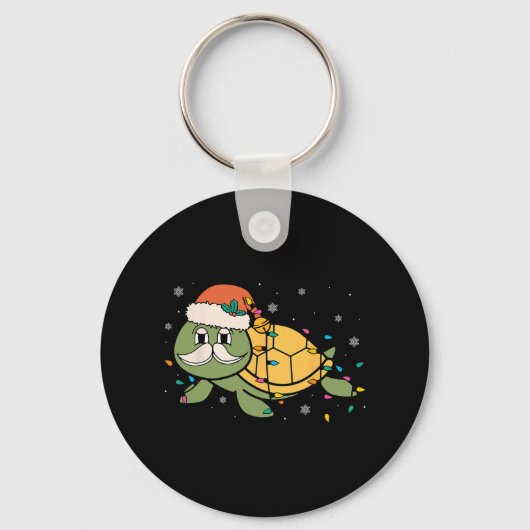 Retro Santa Zee Schildpad Kerstverlichting Oceaan Sleutelhanger (Voorkant)